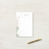 Earthy Green Watercolor Personalisierter Name Post-it Klebezettel (Auf Schreibtisch)