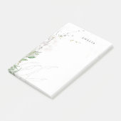 Earthy Green Watercolor Personalisierter Name Post-it Klebezettel (angewinkelt)