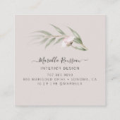 Earthy Greenery Floral Gold Glitzer Black Quadratische Visitenkarte (Rückseite)