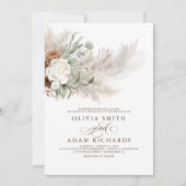 Earthy Greenery Floral Pampas Grass Boho Wedding Einladung (Vorderseite)