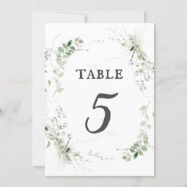 Earthy Greenery Watercolor Tischnummer Card