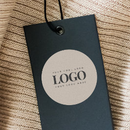 Earthy Grey Kraft & Custom Business Rectangle Logo Runder Aufkleber