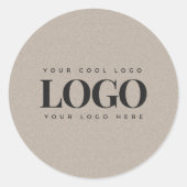 Earthy Grey Kraft & Custom Business Rectangle Logo Runder Aufkleber (Vorderseite)