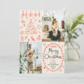 Earthy Hand Drawn Boho Frohe Weihnachten 2 Foto (Stehend Vorderseite)