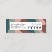 Earthy Handmade Wavy Strips w Social Icons Mini Visitenkarte (Rückseite)