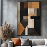 Earthy Harmony Leinwanddruck<br><div class="desc">Elevate your decor with this abstract art that unites the solidity of black with the warmth of earthy and golden tones. Aged textures and geometric shapes create a sophisticated piece,  perfect for modern environments seeking depth and timeless elegance.</div>