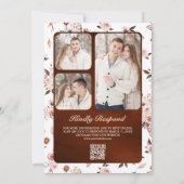 Earthy Ivory Floral QR Code Terracotta Wedding Einladung (Rückseite)