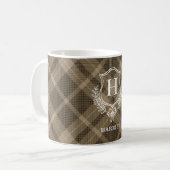 Earthy Kariert Monogram Initial Tartan Kaffeetasse (Vorderseite Links)