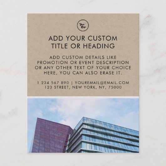 Earthy Kraft Style Custom Business Logo & Foto Flyer (Vorne)