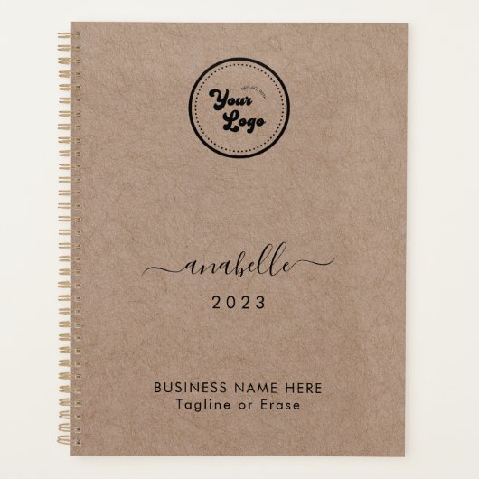 Earthy Kraft Style Name Year Custom Business Logo Planer (Vorderseite)