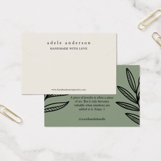 Earthy Leaf Jewelet Bracelet Display Card (Büro)