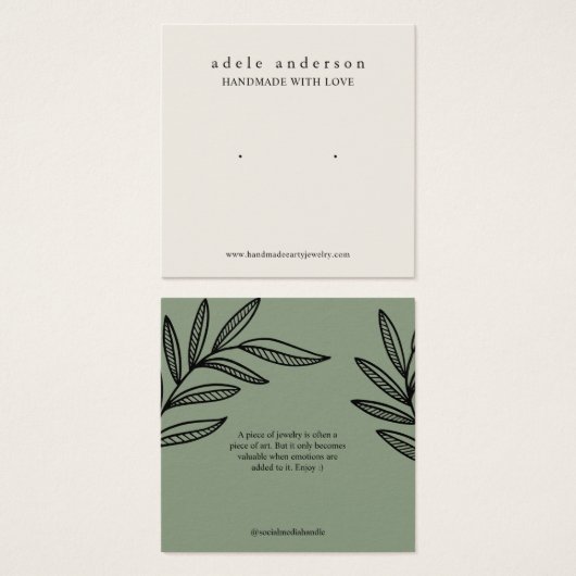 Earthy Leaf Juwelier Stud Earring Display Card (Vorne & Hinten)