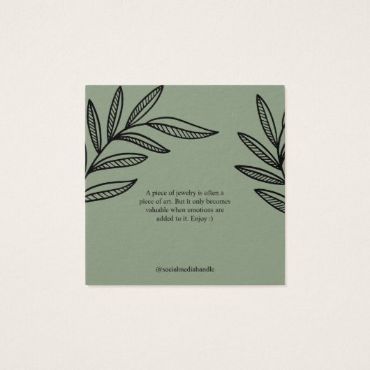 Earthy Leaf Juwelier Stud Earring Display Card (Rückseite)