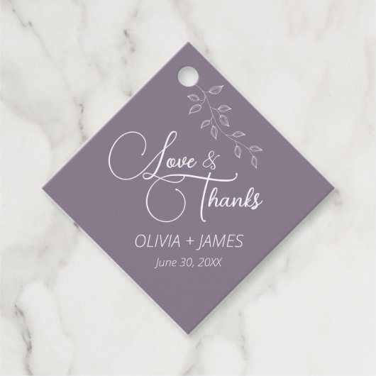 Earthy Lila & Botanic Diamond Favor Tag Geschenkanhänger (Vorderseite)