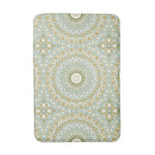 Earthy Mandala in Green, Gold und Soft Blue Badematte (Vorderseite Vertikal)