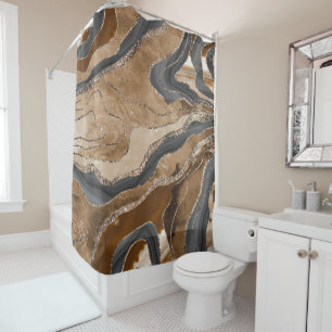 Earthy Marble Agate Gold Glitzer Glam #1 Duschvorhang