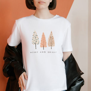 Earthy Merry and Bright Boho Christmas Tree Womens T-Shirt