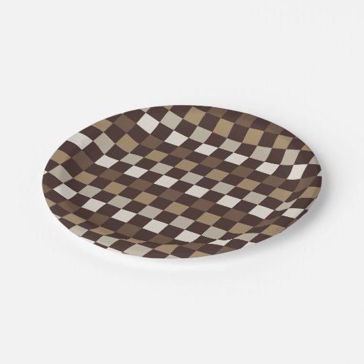 Earthy minerals checkerboard pattern pappteller (Schrägansicht)