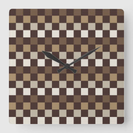 Earthy minerals checkerboard pattern quadratische wanduhr