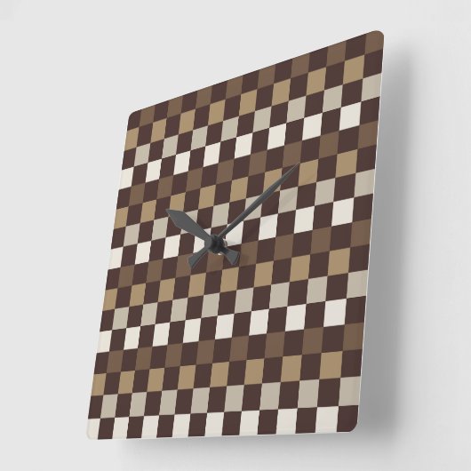 Earthy minerals checkerboard pattern quadratische wanduhr (Winkel)