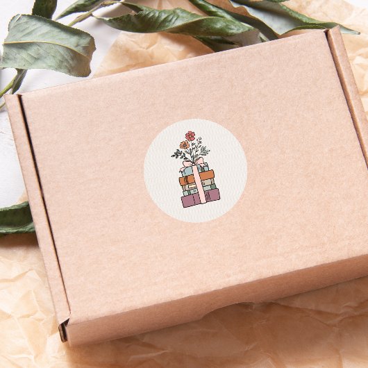 Earthy Minimal Boho Wild Flower Book Themed  Runder Aufkleber