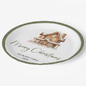 Earthy Minimal Christmas Custom Family Dinner  Pappteller (Schrägansicht)