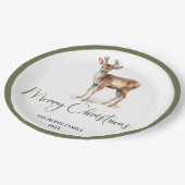 Earthy Minimal Christmas Script Personalized Plate Pappteller (Schrägansicht)