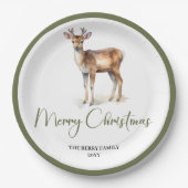 Earthy Minimal Christmas Script Personalized Plate Pappteller (Vorderseite)