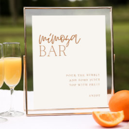 Earthy Minimal Mimosa Bar Sign Poster