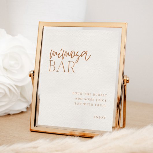 Earthy Minimal Mimosa Bar Sign Poster