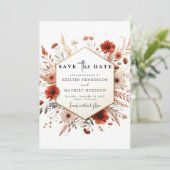 Earthy Minimalistisch Terracotta Wedding Save The Date (Stehend Vorderseite)