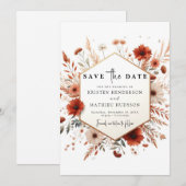 Earthy Minimalistisch Terracotta Wedding Save The Date (Vorne/Hinten)