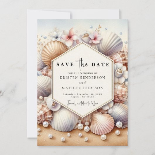 Earthy Modern Beach Wedding Save The Date (Vorderseite)