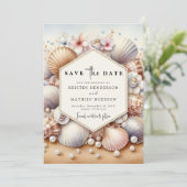 Earthy Modern Beach Wedding Save The Date (Stehend Vorderseite)