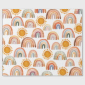 Earthy Modern Boho Rainbow and Sun Geschenkpapier (Flach)