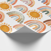 Earthy Modern Boho Rainbow and Sun Geschenkpapier (Ecke)
