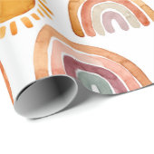 Earthy Modern Boho Rainbow and Sun Geschenkpapier (Rolleneckpunkt)