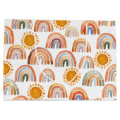 Earthy Modern Boho Rainbow and Sun Große Geschenktüte (Rückseite)
