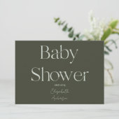 Earthy Modern Deep Green Baby Dusche Einladung (Stehend Vorderseite)