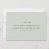 Earthy Modern Deep Green Baby Dusche Einladung (Rückseite)