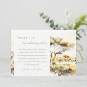 Earthy Mute Watercolor African Landscape Wedding Dankeskarte (Stehend Vorderseite)