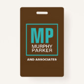 Earthy Natural Brown Monogram Logo-Foto Ausweis (Rückseite)