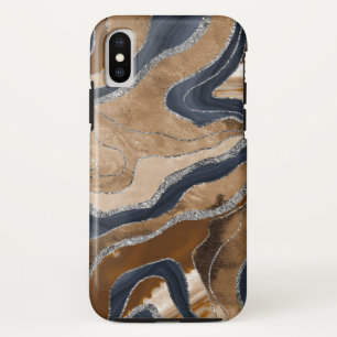 Earthy Navy Blauer Marmor Agate Silver Glitzer 1 Case-Mate iPhone Hülle