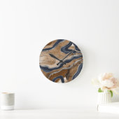 Earthy Navy Blauer Marmor Agate Silver Glitzer 1 Runde Wanduhr (Zuhause)