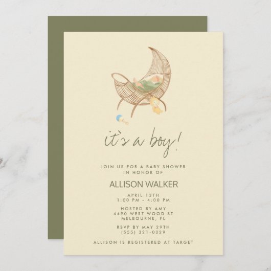 Earthy Neutral Baby Shower Einladung (Vorne/Hinten)