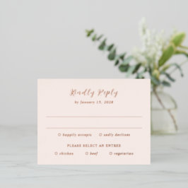 Earthy Neutral Modern Wedding Foil RSVP Card Folie Einladungspostkarte