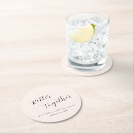 Earthy Neutral Modern Wedding Runder Pappuntersetzer