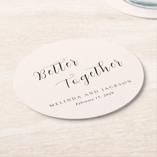 Earthy Neutral Modern Wedding Runder Pappuntersetzer (Angewinkelt)