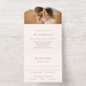 Earthy Neutral Photo Modern Wedding All-in-One-Einladung (Innenseite)