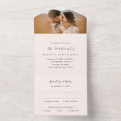 Earthy Neutral Photo Modern Wedding All In One Einladung (Innen Boden)